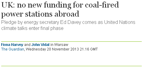 Funding for coal-fired power stations